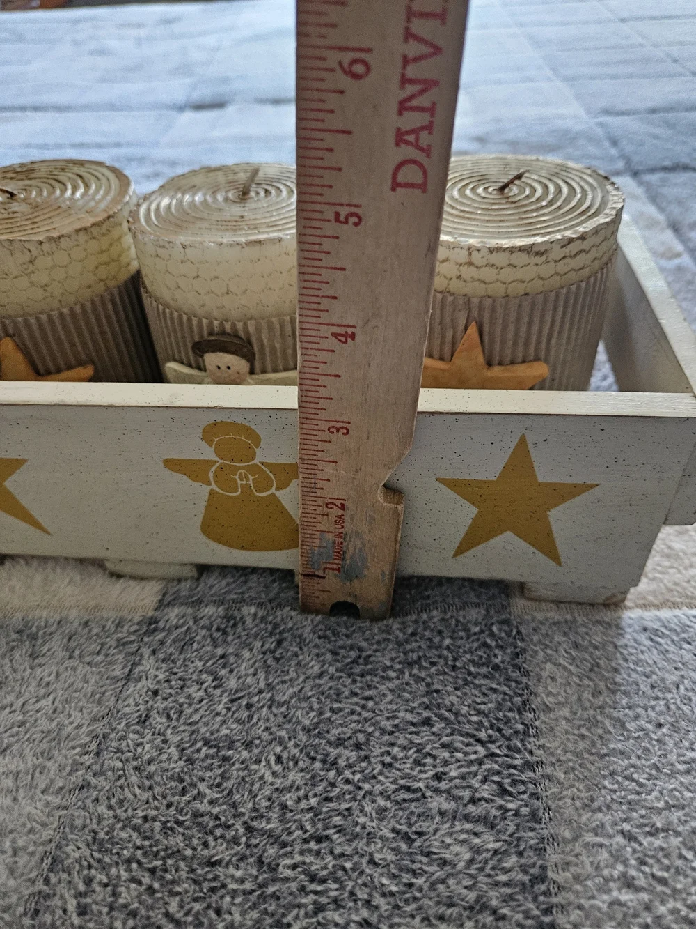 Decorative Cream Candle Trio with Yellow Star Accents And Angel